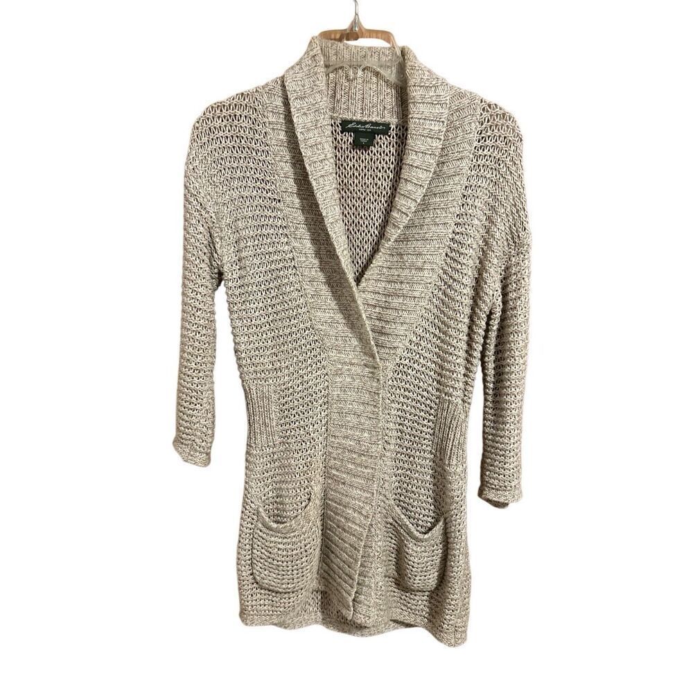 Eddie Bauer Women’s Size S Cardigan Knit Sweater Snap Closure 3/4 Sleeves